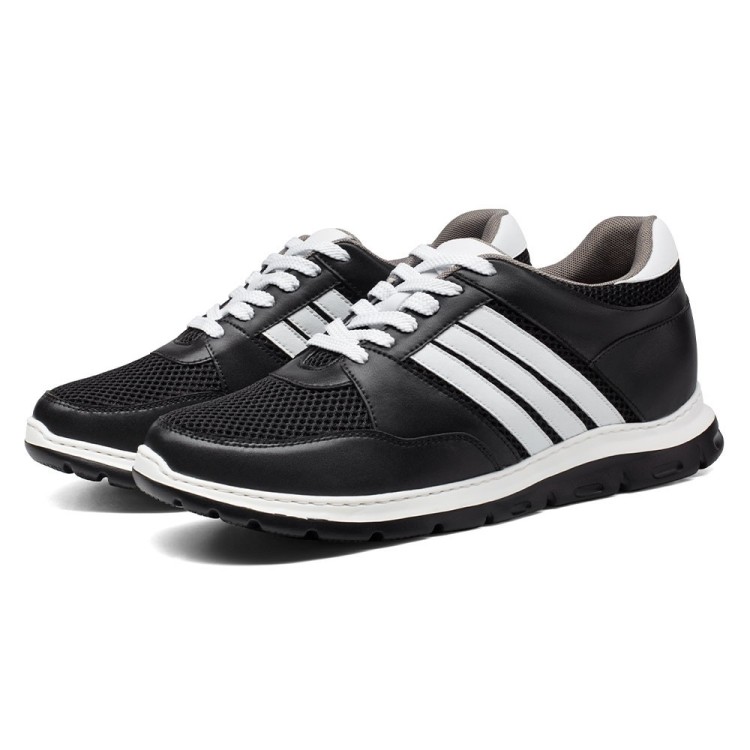 Height Increasing Sports Shoes for Men - Black Hidden Heel Sneakers 8.5cm / 3.35 Inches