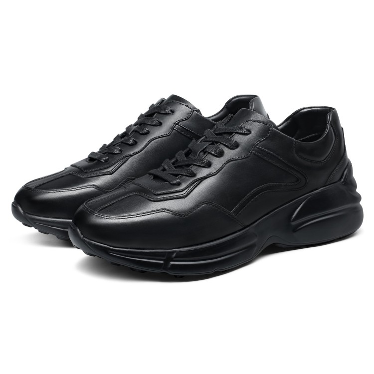 Goldmoral Men Black High Heel Sneakers 8CM / 3.15 Inches Taller