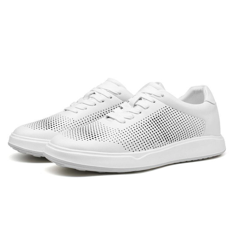 Goldmoral Breathable White Sneakers Tall Men Elevator Shoes 7CM / 2.76 Inches