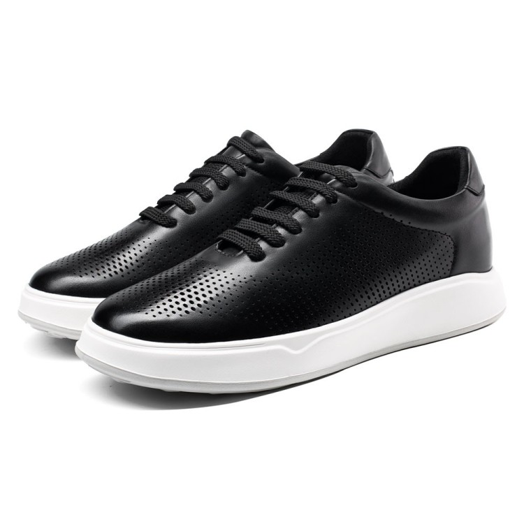 Goldmoral Breathable Black Hidden Increasing Sneakers Height Enhancing Shoes For Men 7CM / 2.76 Inches
