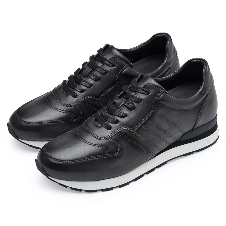GoldMoral Mens Shoes That Make You Taller Black Leather Raised Shoes  8CM / 3.15 Inches