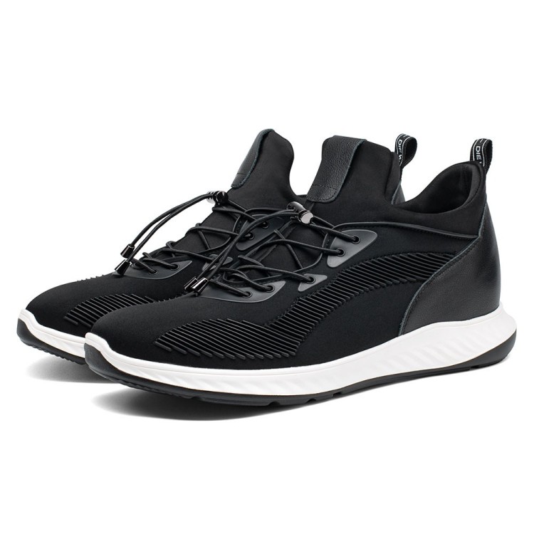 Black Height Increasing Sports Shoes Super Lightweight Sneakers To Get Taller 7cm/2.76 Inches