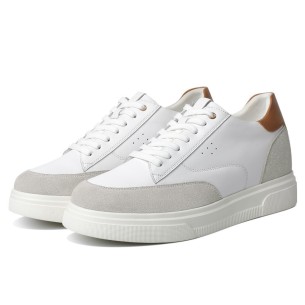 GOLDMORAL Premium  Elevator Shoes - White Leather Casual...