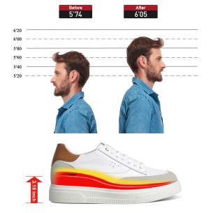 GOLDMORAL Premium  Elevator Shoes - White Leather Casual... 2