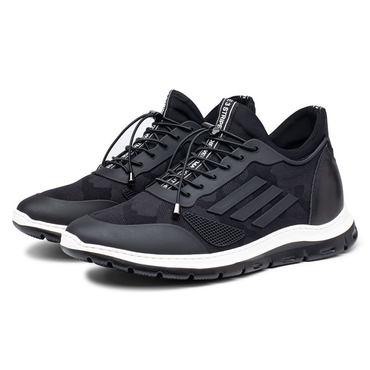 Height Increasing Elevator Shoes Black Elevator Sneakers to Look Taller 7cm / 2.76 Inches