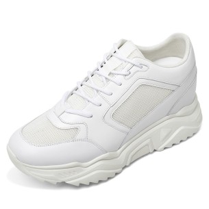 GoldMoral Men’s White Leather Elevator Shoes Invisible...